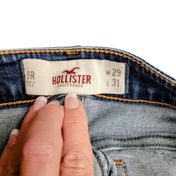 Hollister Distressed Ripped Lo Rise Skinny Stretch Blue Jeans - Picture 8 of 12
